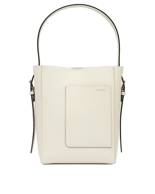 Valextra White "Soft Mini" Bucket Bag