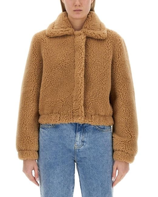 Moschino Blue Cropped Furry Effect Jacket