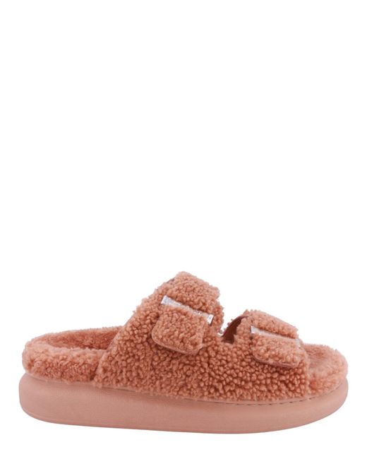 McQueen Multicolor Shearling Slide Sandals