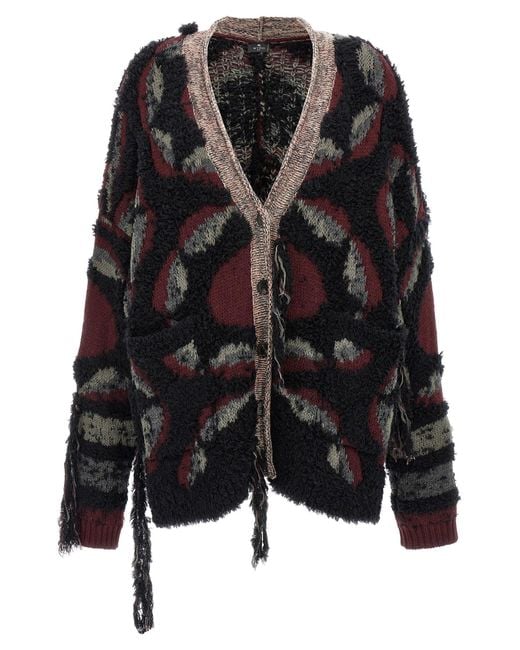 Etro Black Worn-Effect Wool Cardigan
