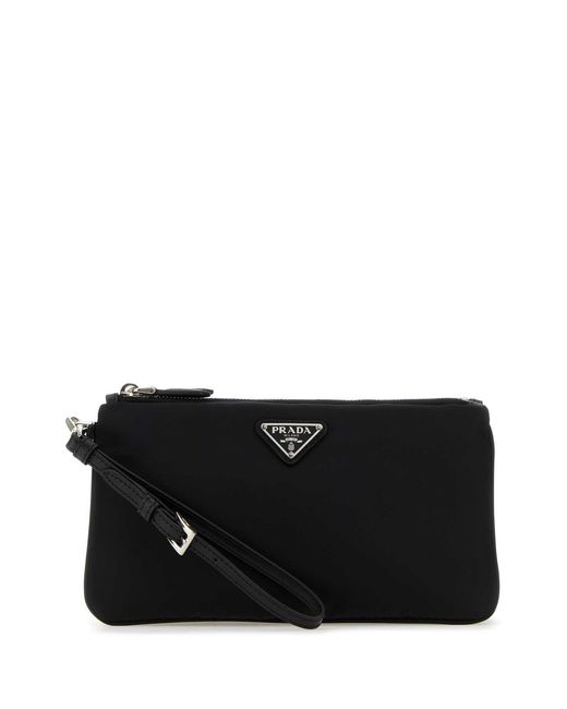 Women's Black Logo Nylon Pouch