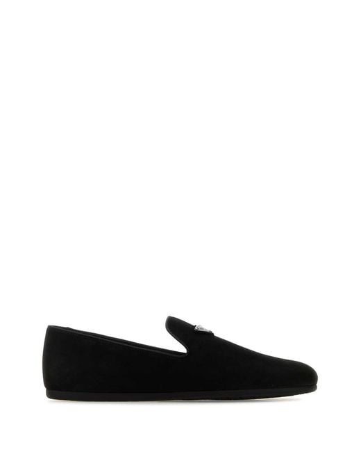 Prada Black Suede Loafers
