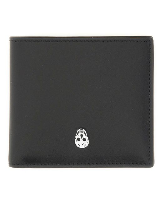 McQueen Black Leather Wallets for men