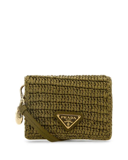 Prada Green Raffia Card Holder