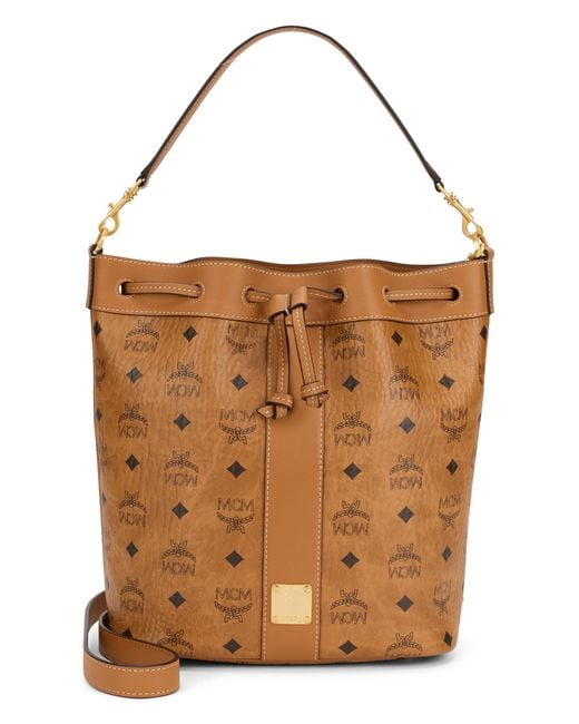 MCM Brown Dessau Drawstring Bag
