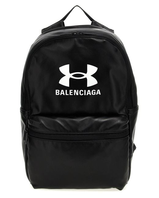 Balenciaga Black Logo Embossed Backpack for men