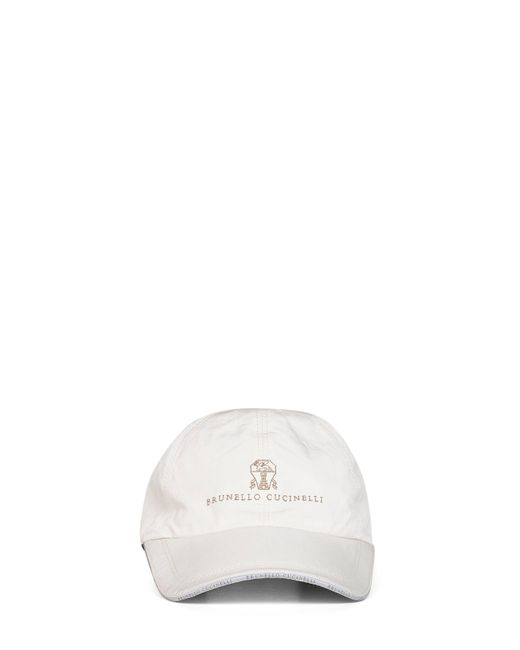 Brunello Cucinelli White Microfibre Baseball Cap for men