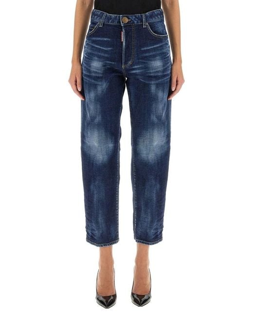 DSquared² Blue Cropped Jeans With Button Closure