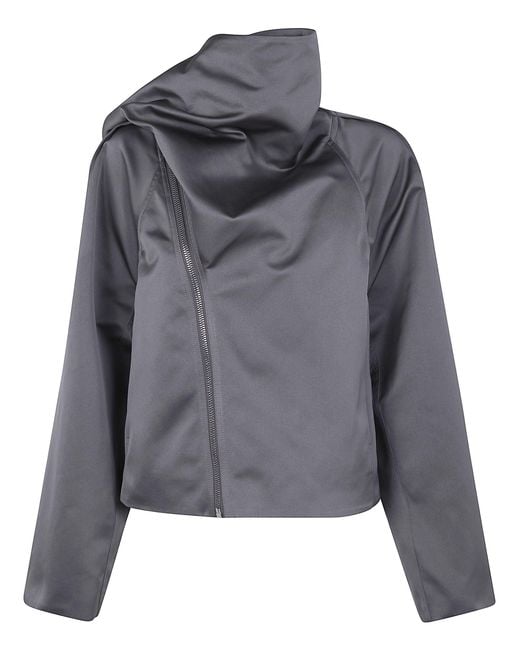 Rick Owens Gray 'Cropped Scarf Flight' Jacket
