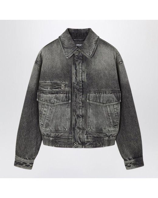 Versace Gray Denim Blouson Jacket for men