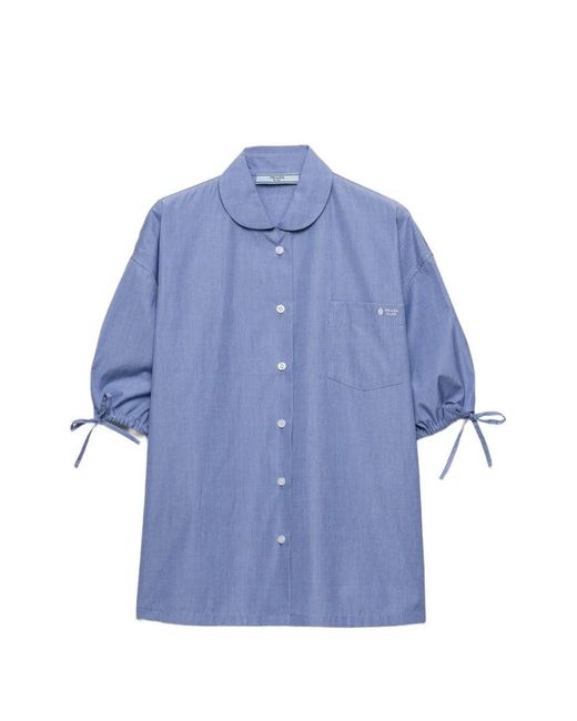 Prada Blue Bleu Cotton Camicia