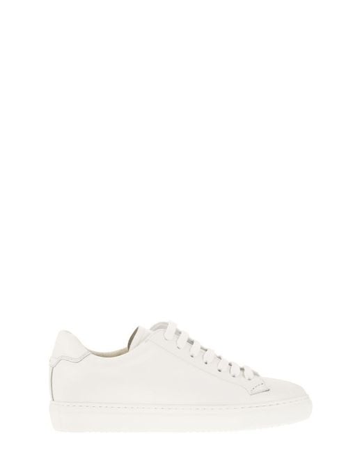 Women's White Smooth Leather Sneakers