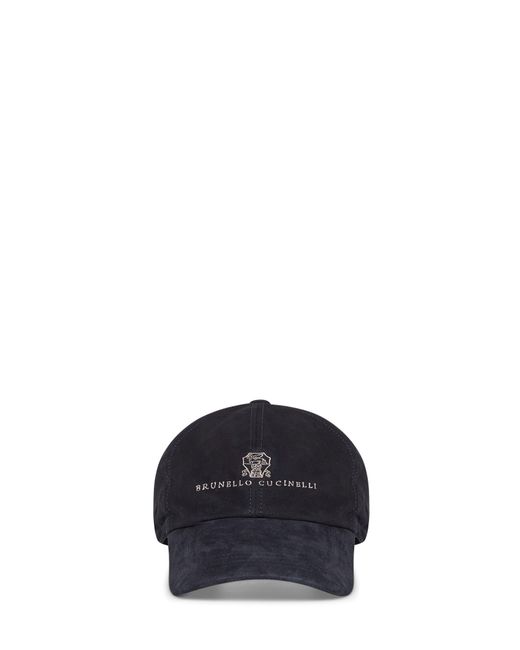 Brunello Cucinelli Blue Suede Baseball Cap