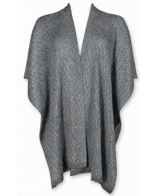 Women's Gray Abstract Pattern Cape Sleeves Jacket