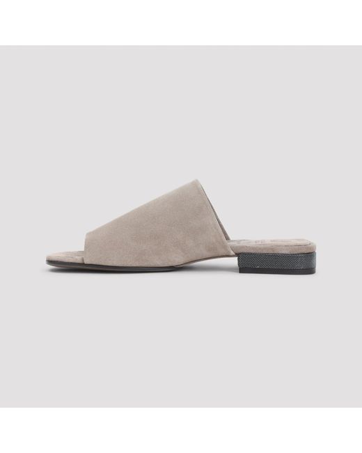 Brunello Cucinelli Multicolor Suede Flat Sandals