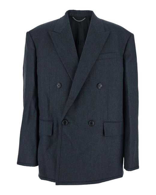 Juun.J Blue Double-Breasted Wool Jacket for men