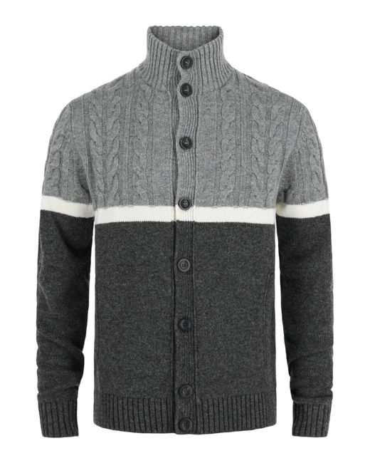 Slowear Gray Zanone Button-Up Sweater for men