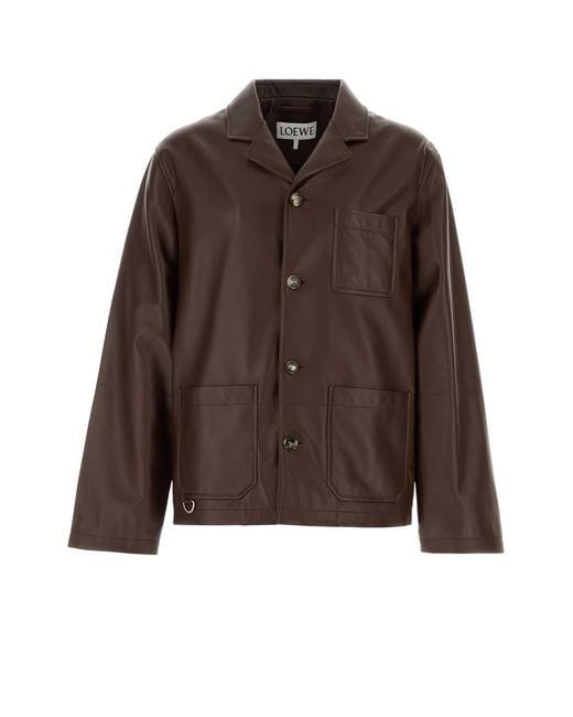 Loewe Brown Chocolate Leather Jacket for men