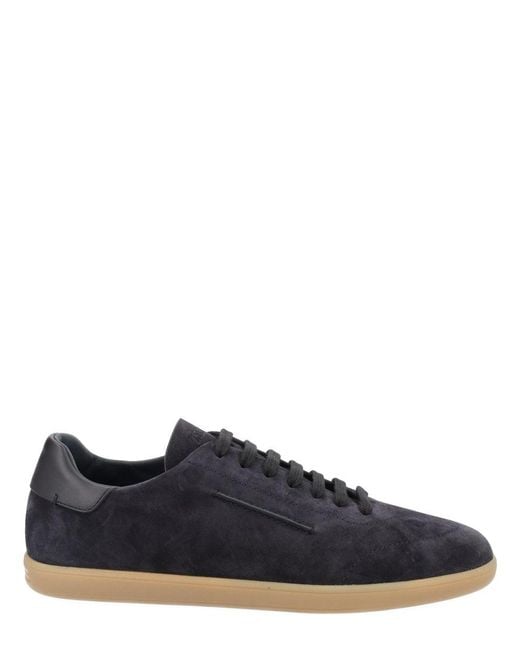 Zegna Blue Suede Leather Sneakers for men