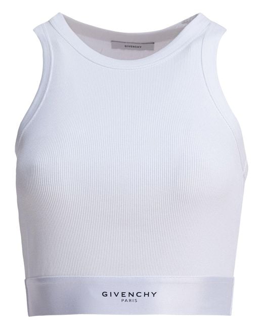 Givenchy Blue Cropped Tank Top With Logo