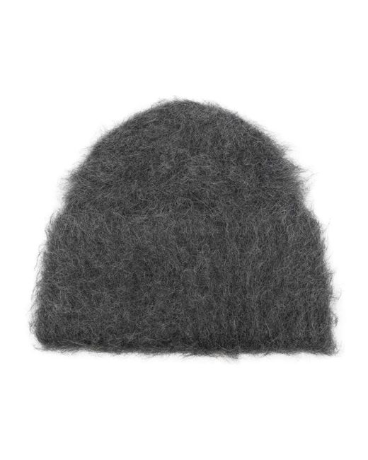 Women's Gray Dark Melange Alpaca Polyamide Knit Beanie