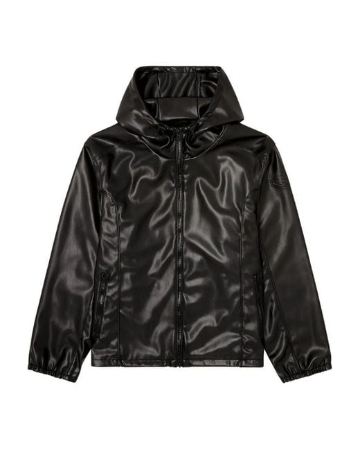 DIESEL Black Regular Fit Lined Drawstring Hooded Jacket for men