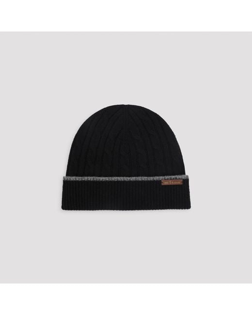 Kiton Black Cable-Knit Beanie for men