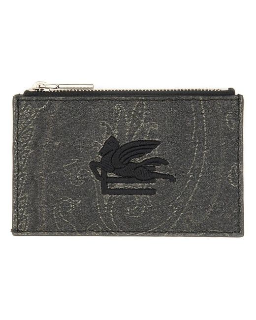 Etro Black Cotton Polyester Wallets for men