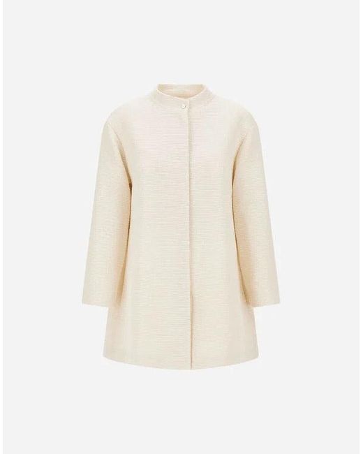 Herno White Long Coat With Sequins