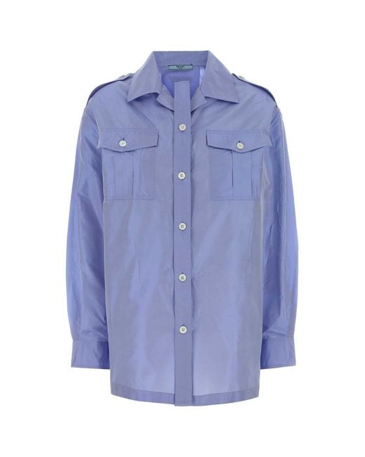 Prada Blue Relaxed Solid Shirt