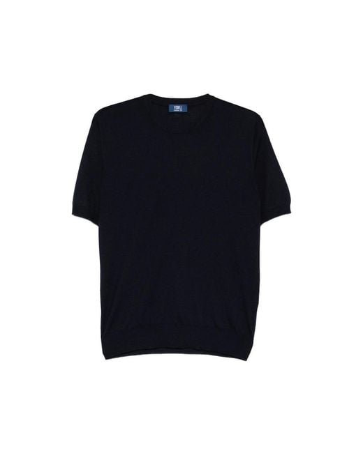 Fedeli Black Dark Crew Neck Sweater for men