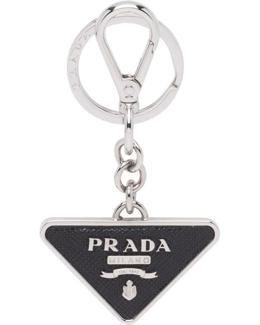 Prada White Logo Keyring for men
