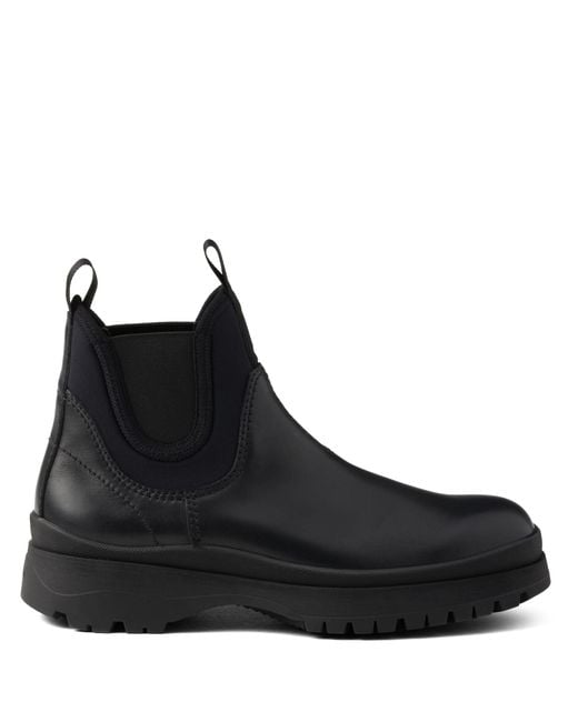 Prada Black Leather Ankle Boots for men