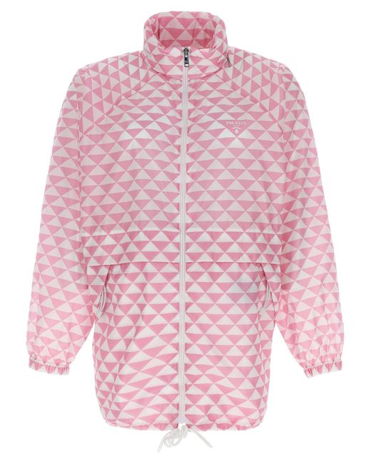 Prada Pink Waterproof Prada Symbole Jacket