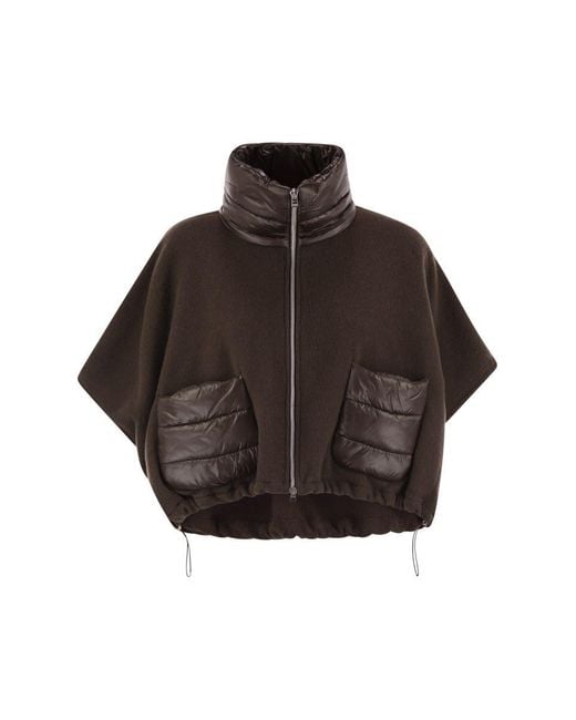Herno Brown Wool And Nylon Short Down Jacket