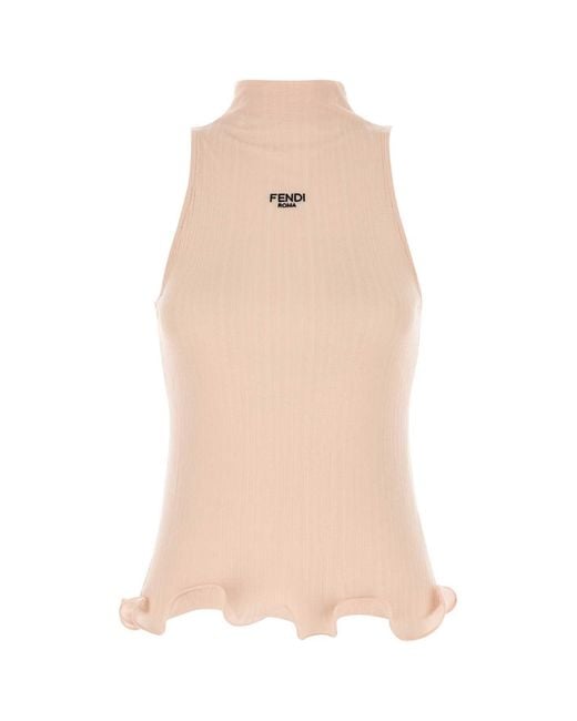 Fendi Natural Ruffled Top