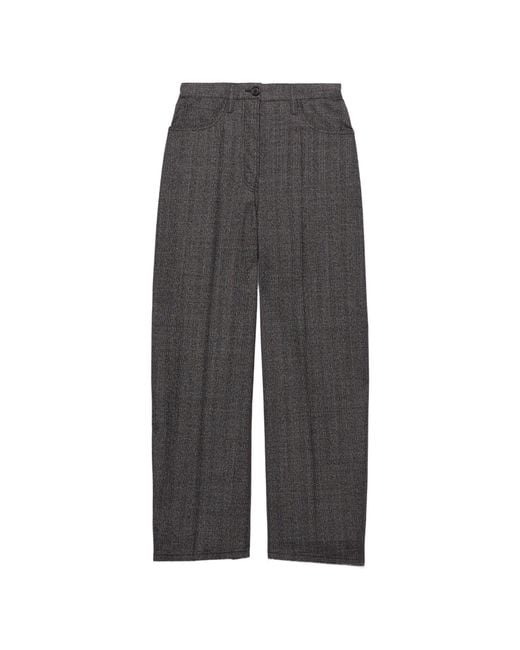 Prada Gray Mouliné Wool Pants