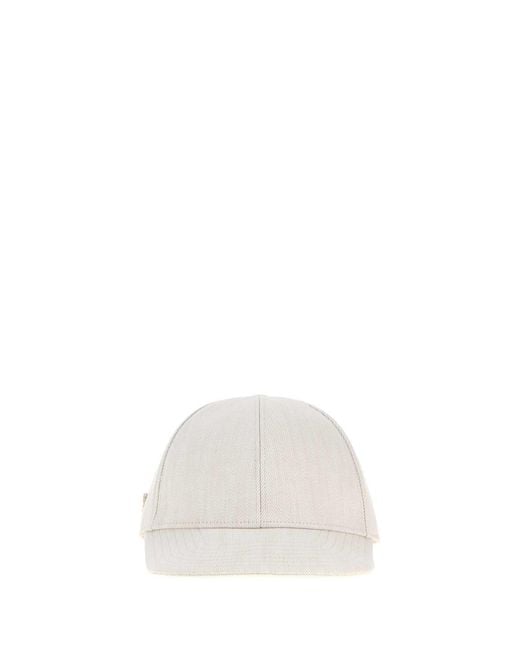Prada White Chalk Denim Baseball Cap for men