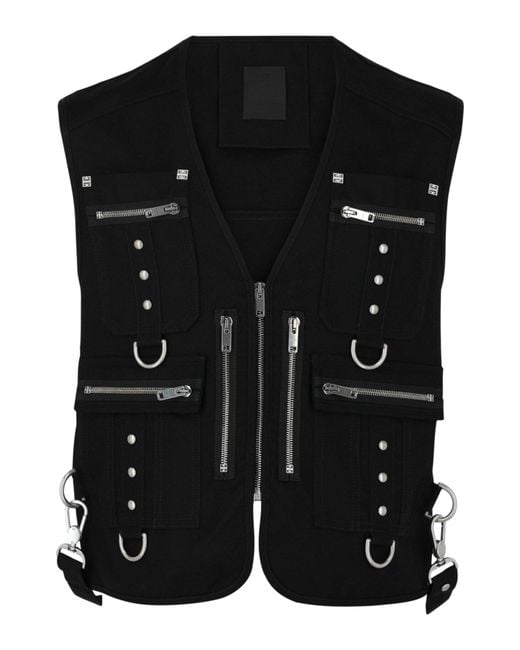 Givenchy Black Multi-Pocket Wool Vest for men