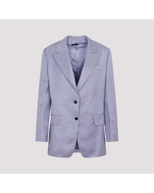 Tom Ford Purple Viscose Fluid Twill Boyfriend Blazer