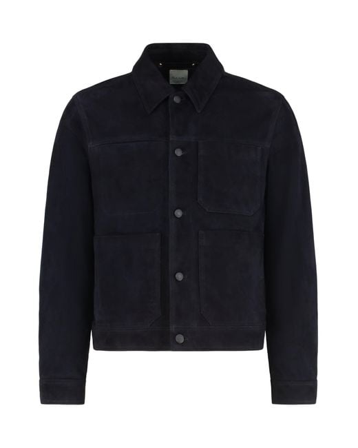 Paul Smith Blue Suede Jacket With Four Front Pockets for men