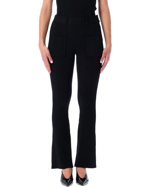 Women's Black Courregès Courrèges Rib-Knit Pants With Pockets