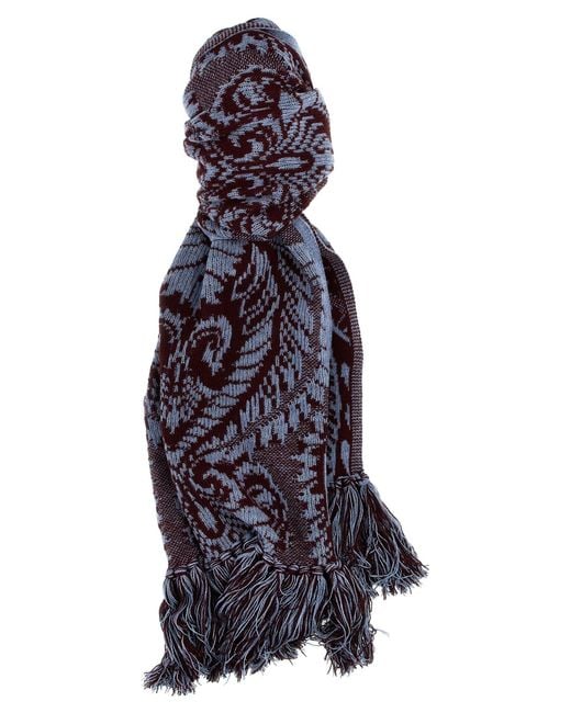 Etro Blue Scarf With Jacquard Design