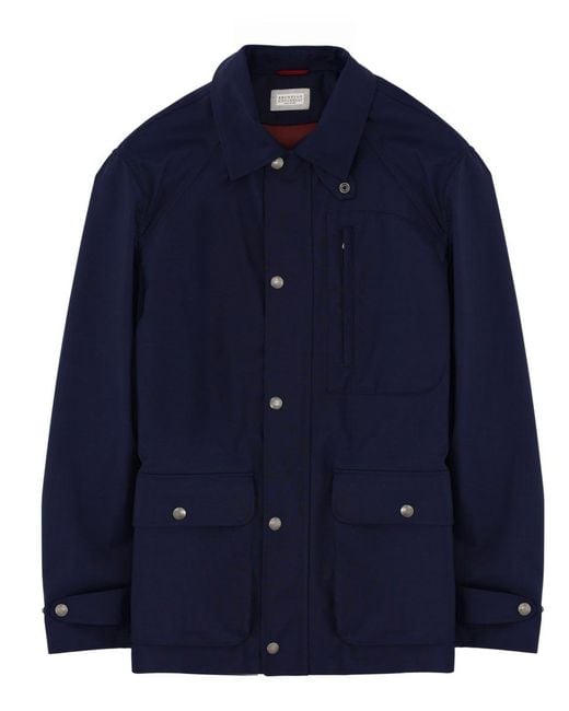 Brunello Cucinelli Blue Wool Canvas Jacket
