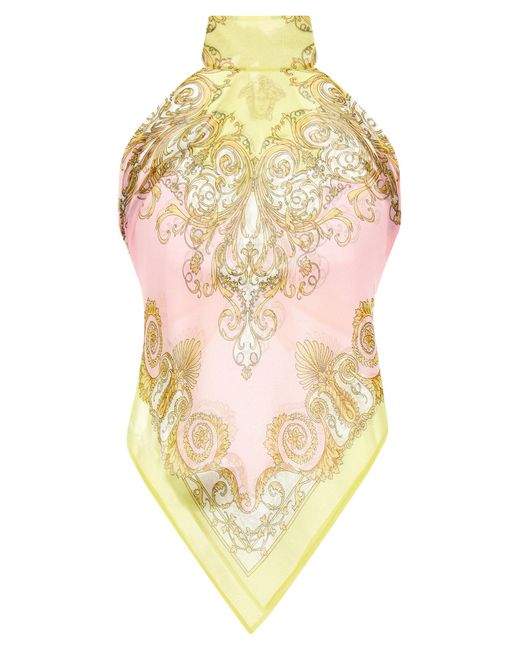 Versace Metallic 'Spring Barocco' Scarf Top
