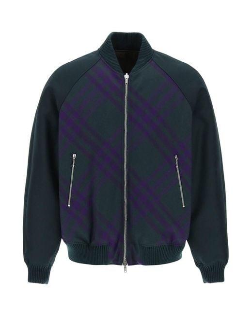 Burberry Blue Reversible Bomber Jacket for men