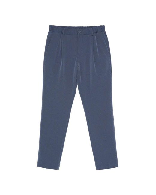 Herno Blue Blu Balena Polyester Trousers