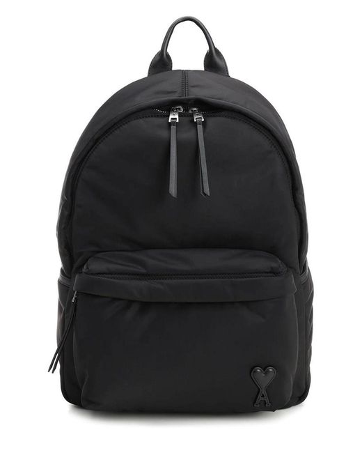 AMI Black Polyamide Backpack for men