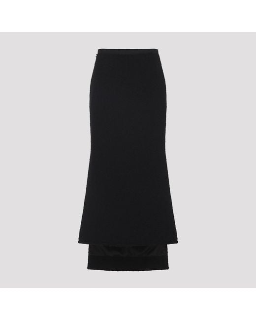 Lanvin Black Asymmetric Straight-Fit Virgin Wool Skirt