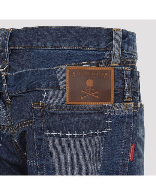 MASTERMIND WORLD Blue Patchwork Jeans for men